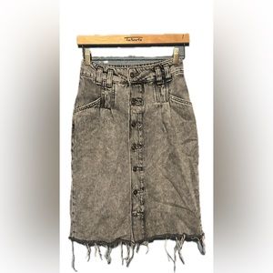 Free people grey wash denim skirt